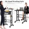 imageGiantex Mobile Stand Up Desk Adjustable Height with Wheels ampamp Tilting Tabletop Home Office Computer Workstation Sit Stand Desk for Standing or Sitting BlackBlack