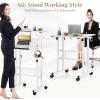 imageGiantex Mobile Stand Up Desk Adjustable Height with Wheels ampamp Tilting Tabletop Home Office Computer Workstation Sit Stand Desk for Standing or Sitting BlackWhite