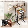 imageGiantex Mobile Stand Up Desk Adjustable Height with Wheels ampamp Tilting Tabletop Home Office Computer Workstation Sit Stand Desk for Standing or Sitting BlackWalnut