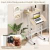 imageGiantex Mobile Stand Up Desk Adjustable Height with Wheels ampamp Tilting Tabletop Home Office Computer Workstation Sit Stand Desk for Standing or Sitting BlackNatural