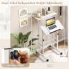 imageGiantex Mobile Stand Up Desk Adjustable Height with Wheels ampamp Tilting Tabletop Home Office Computer Workstation Sit Stand Desk for Standing or Sitting BlackWhite
