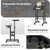 imageGiantex Mobile Stand Up Desk Adjustable Height with Wheels ampamp Tilting Tabletop Home Office Computer Workstation Sit Stand Desk for Standing or Sitting BlackBlack