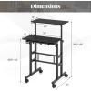 imageGiantex Mobile Stand Up Desk Adjustable Height with Wheels ampamp Tilting Tabletop Home Office Computer Workstation Sit Stand Desk for Standing or Sitting BlackBlack