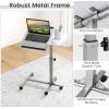 imageGiantex Mobile Standing Desk Height Adjustable Rolling Computer Desk with Tilting Tabletop ampamp Edge Stoppers Standing Laptop Cart Portable Desk with Wheels for Home Office BlackWhite