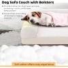 imageGiantex Orthopedic Dog Bed  Egg Crate Foam Dog Sofa Pet Bed with Washable Cover Removable 3Sided Bolsters Non Slip Bottom Quilted Surface Pet Couch Dog Crate Mat for Medium Size Dogs GrayBeige
