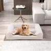 imageGiantex Orthopedic Dog Bed  Egg Crate Foam Dog Sofa Pet Bed with Washable Cover Removable 3Sided Bolsters Non Slip Bottom Quilted Surface Pet Couch Dog Crate Mat for Medium Size Dogs GrayBeige