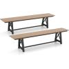 imageGiantex Outdoor Bench Set of 2 34 Person Garden Bench 72quot Long Patio Bench with Metal Frame 1100 LBS Capacity Weatherproof Backless Park Bench Outside Dining Bench for Lawn BackyardBrownblack