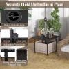 imageGiantex Outdoor Side Table with Umbrella Hole 22quot Wicker Umbrella Stand Holder and Base WeatherResistant PE Rattan Patio End Table for Deck Garden Poolside Metal Tabletop BrownLight Gray