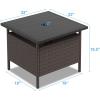 imageGiantex Outdoor Side Table with Umbrella Hole 22quot Wicker Umbrella Stand Holder and Base WeatherResistant PE Rattan Patio End Table for Deck Garden Poolside Metal Tabletop BrownBrown