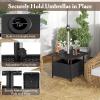 imageGiantex Outdoor Side Table with Umbrella Hole 22quot Wicker Umbrella Stand Holder and Base WeatherResistant PE Rattan Patio End Table for Deck Garden Poolside Metal Tabletop BrownBlack