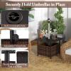 imageGiantex Outdoor Side Table with Umbrella Hole 22quot Wicker Umbrella Stand Holder and Base WeatherResistant PE Rattan Patio End Table for Deck Garden Poolside Metal Tabletop BrownBrown