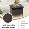 imageGiantex Outdoor Side Table with Umbrella Hole 22quot Wicker Umbrella Stand Holder and Base WeatherResistant PE Rattan Patio End Table for Deck Garden Poolside Metal Tabletop BrownBrown