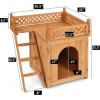 imageGiantex Pet Dog House Wooden Dog Room Shelter with Stairs Raised Roof and Balcony Bed for Indoor and Outdoor Use Wood Dog House