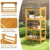 imageGiantex Plant Stand with Roof  54 Outdoor Storage Shelves 3Tier Wooden Plant Rack with Weatherproof Asphalt Roof Garden Shed Utility Tool Organizer for Patio Garden Balcony Deck Load 200lbs