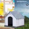 imageGiantex Plastic Dog House for Small Medium Large Sized Dogs Waterproof Ventilated Pet Kennel with Elevated Floor for Indoor Outdoor Easy to Assemble All Weather Pet Dog House Puppy Shelter