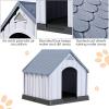 imageGiantex Plastic Dog House for Small Medium Large Sized Dogs Waterproof Ventilated Pet Kennel with Elevated Floor for Indoor Outdoor Easy to Assemble All Weather Pet Dog House Puppy Shelter