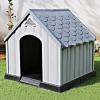 imageGiantex Plastic Dog House for Small Medium Large Sized Dogs Waterproof Ventilated Pet Kennel with Elevated Floor for Indoor Outdoor Easy to Assemble All Weather Pet Dog House Puppy Shelter