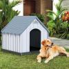 imageGiantex Plastic Dog House for Small Medium Large Sized Dogs Waterproof Ventilated Pet Kennel with Elevated Floor for Indoor Outdoor Easy to Assemble All Weather Pet Dog House Puppy Shelter