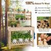 imageGiantex Potting Bench Table Outside Solid Wood Gardening Table with Flipup Tabletop Storage Shelves Indoor Outdoor Wooden Workstation for Patio Porch Balcony Potted Plant Display Rack BrownNatural