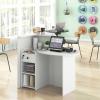imageGiantex Reception Desk Front Counter Desk with Lockable Drawer Checkout Table with Round Tabletop Corner Shelf ampamp Adjustable Shelf for Office Beauty Salon Retail Store White ampamp BlackWhite