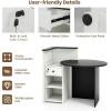imageGiantex Reception Desk Front Counter Desk with Lockable Drawer Checkout Table with Round Tabletop Corner Shelf ampamp Adjustable Shelf for Office Beauty Salon Retail Store White ampamp BlackWhite  Black