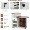 imageGiantex Reception Desk Front Counter Desk with Lockable Drawer Checkout Table with Round Tabletop Corner Shelf ampamp Adjustable Shelf for Office Beauty Salon Retail Store White ampamp BlackWhite  Brown