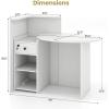 imageGiantex Reception Desk Front Counter Desk with Lockable Drawer Checkout Table with Round Tabletop Corner Shelf ampamp Adjustable Shelf for Office Beauty Salon Retail Store White ampamp BlackWhite