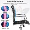 imageGiantex Ribbed Office Chair Ergonomic Modern Leather Desk Chair with Adjustable Height ampamp Arms Swivel Mid Back Executive Conference Room Chairs for Meeting Room BlackBlack