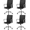 imageGiantex Ribbed Office Chair Ergonomic Modern Leather Desk Chair with Adjustable Height ampamp Arms Swivel Mid Back Executive Conference Room Chairs for Meeting Room BlackBlack