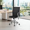 imageGiantex Ribbed Office Chair Ergonomic Modern Leather Desk Chair with Adjustable Height ampamp Arms Swivel Mid Back Executive Conference Room Chairs for Meeting Room BlackBlack