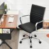 imageGiantex Ribbed Office Chair Ergonomic Modern Leather Desk Chair with Adjustable Height ampamp Arms Swivel Mid Back Executive Conference Room Chairs for Meeting Room BlackBlack