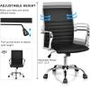 imageGiantex Ribbed Office Chair Ergonomic Modern Leather Desk Chair with Adjustable Height ampamp Arms Swivel Mid Back Executive Conference Room Chairs for Meeting Room BlackBlack