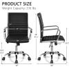 imageGiantex Ribbed Office Chair Ergonomic Modern Leather Desk Chair with Adjustable Height ampamp Arms Swivel Mid Back Executive Conference Room Chairs for Meeting Room BlackBlack