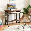 imageGiantex Rolling Computer Desk Mobile Desk with Keyboard Tray ampamp Wheels Portable Laptop PC Table Cart with Shelf ampamp Hooks Small Desk for Small Spaces Bedroom Apartment