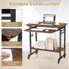 imageGiantex Rolling Computer Desk Mobile Desk with Keyboard Tray ampamp Wheels Portable Laptop PC Table Cart with Shelf ampamp Hooks Small Desk for Small Spaces Bedroom Apartment