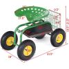 imageGiantex Rolling Garden Work Seat 360 Swivel Gardening Workseat with Wheels Tool Basket Adjustable Height Outdoor Scooter for Sitting Gardening Stool Chair for Planting Trimming GreenGreen