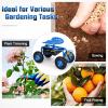 imageGiantex Rolling Garden Work Seat 360 Swivel Gardening Workseat with Wheels Tool Basket Adjustable Height Outdoor Scooter for Sitting Gardening Stool Chair for Planting Trimming GreenBlue