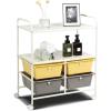 imageGiantex Rolling Storage Cart w 4 Drawers 2 Shelves Metal Rack Shelf Home Office School Beauty Salon Utility Organizer Cart with Wheels YellowBeigeYellowGrey
