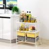 imageGiantex Rolling Storage Cart w 4 Drawers 2 Shelves Metal Rack Shelf Home Office School Beauty Salon Utility Organizer Cart with Wheels YellowBeigeYellowGrey