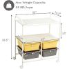 imageGiantex Rolling Storage Cart w 4 Drawers 2 Shelves Metal Rack Shelf Home Office School Beauty Salon Utility Organizer Cart with Wheels YellowBeigeYellowGrey