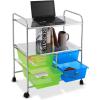 imageGiantex Rolling Storage Cart w 4 Drawers 2 Shelves Metal Rack Shelf Home Office School Beauty Salon Utility Organizer Cart with Wheels YellowBlue  Green  Chrome Finish