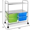 imageGiantex Rolling Storage Cart w 4 Drawers 2 Shelves Metal Rack Shelf Home Office School Beauty Salon Utility Organizer Cart with Wheels YellowBlue  Green  Chrome Finish