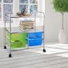 imageGiantex Rolling Storage Cart w 4 Drawers 2 Shelves Metal Rack Shelf Home Office School Beauty Salon Utility Organizer Cart with Wheels YellowBlue  Green  Chrome Finish