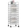 imageGiantex Rolling Storage Cart w 4 Drawers 2 Shelves Metal Rack Shelf Home Office School Beauty Salon Utility Organizer Cart with Wheels YellowClear White