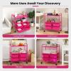 imageGiantex Rolling Storage Cart w 4 Drawers 2 Shelves Metal Rack Shelf Home Office School Beauty Salon Utility Organizer Cart with Wheels YellowHot Pink