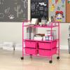 imageGiantex Rolling Storage Cart w 4 Drawers 2 Shelves Metal Rack Shelf Home Office School Beauty Salon Utility Organizer Cart with Wheels YellowHot Pink