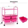 imageGiantex Rolling Storage Cart w 4 Drawers 2 Shelves Metal Rack Shelf Home Office School Beauty Salon Utility Organizer Cart with Wheels YellowHot Pink
