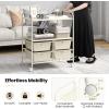 imageGiantex Rolling Storage Cart w 4 Drawers 2 Shelves Metal Rack Shelf Home Office School Beauty Salon Utility Organizer Cart with Wheels YellowIvory