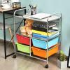 imageGiantex Rolling Storage Cart w 4 Drawers 2 Shelves Metal Rack Shelf Home Office School Beauty Salon Utility Organizer Cart with Wheels YellowRedorangegreenturquoise