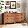 imageGiantex Small 3Drawer Dresser for Bedroom  285 x 18 x 26 Wide Chest of Drawers Modern Large Nightstand Storage Cabinet Closet Storage Organizer for Living Room Hallway WhiteWalnut